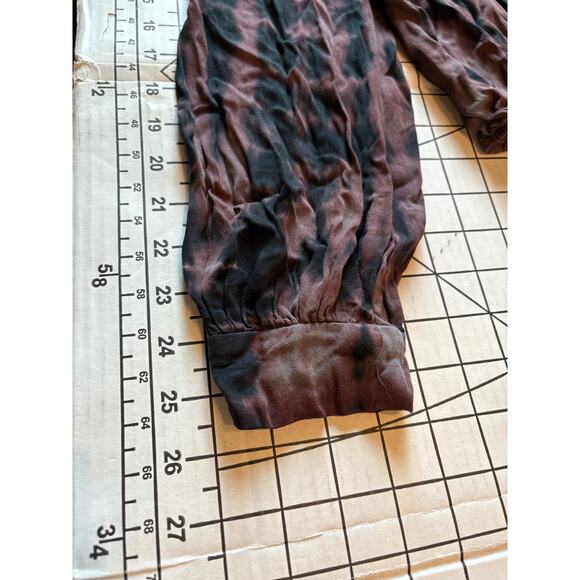 NWT Young Fabulous & Broke Black Pink Tie Dye Key Hole Long Sleeve Blouse M - Picture 11 of 14